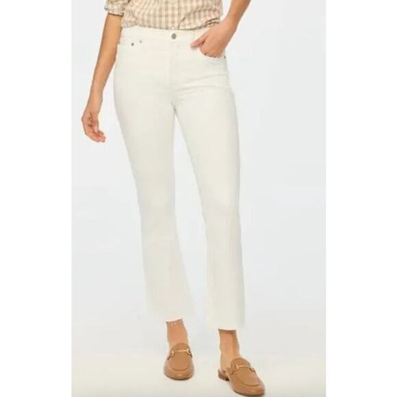J. Crew Factory Mid Rise Flare Crop Signature Stretch Denim White NWT 28P - Picture 1 of 11